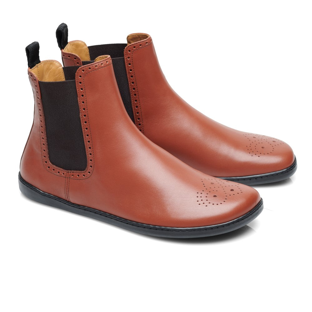ZAQQ EQUITY Brogue Cognac: Chelsea Boots Barefoot Shoes