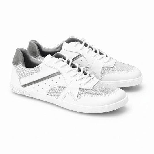 weiße Sneaker Barfußschuhe für Freizeit aus Leder und Mesh