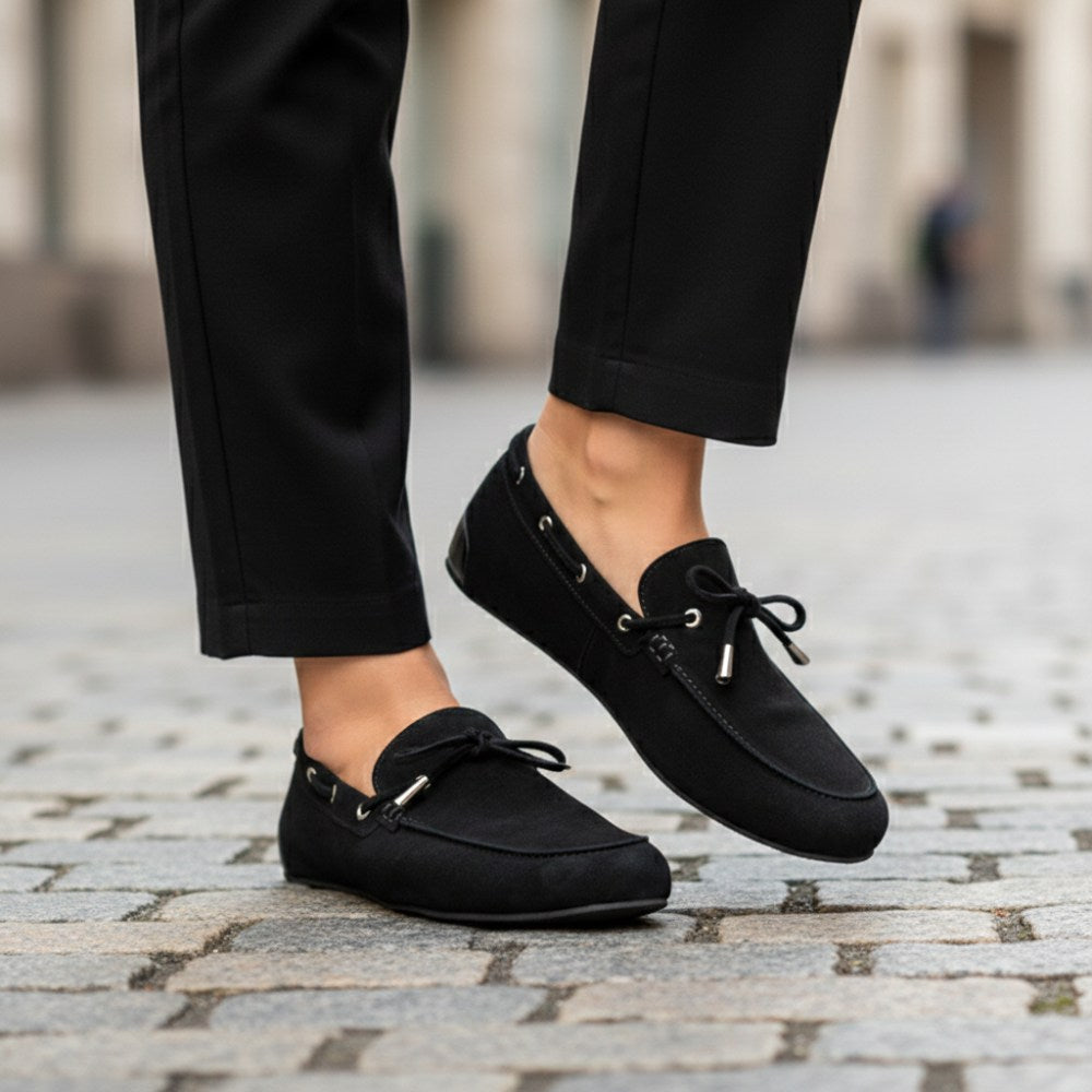 FLIQ Velours Black - Moccasin - ZAQQ Barefoot Shoes