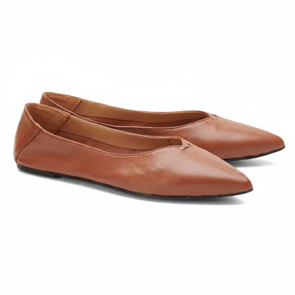 braune Barfußschuhe Ballerina mit femininer Spitze