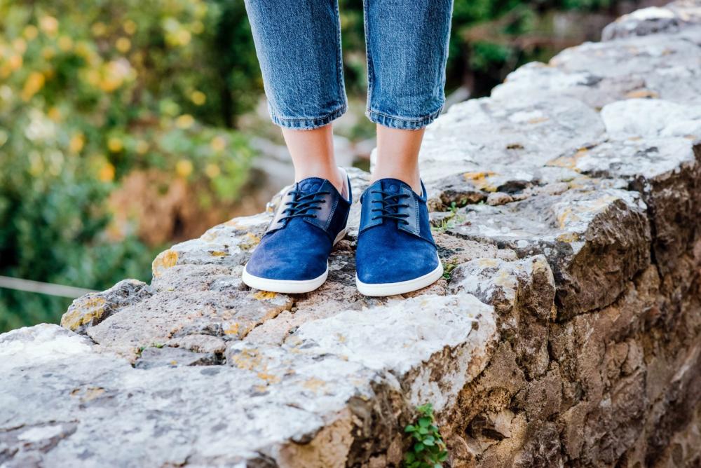 波形ソール スニーカー 42 ホワイト/ネイビー/ブルー PIQUANT Dark Blue - Sneaker - ZAQQ Barefoot Shoes