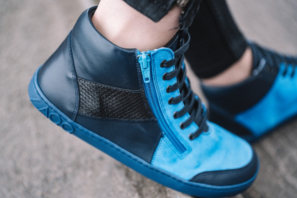 Comfortable blue sneaker boots | ZAQQ barefoot shoes