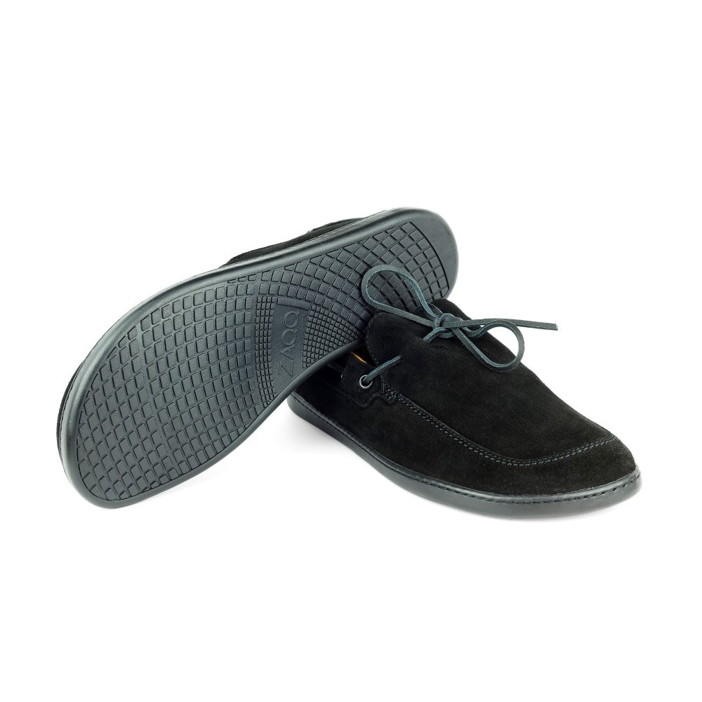 que shoes プレーン　ブラック QEA Velours Black: black moccasin | ZAQQ Barefoot Shoes