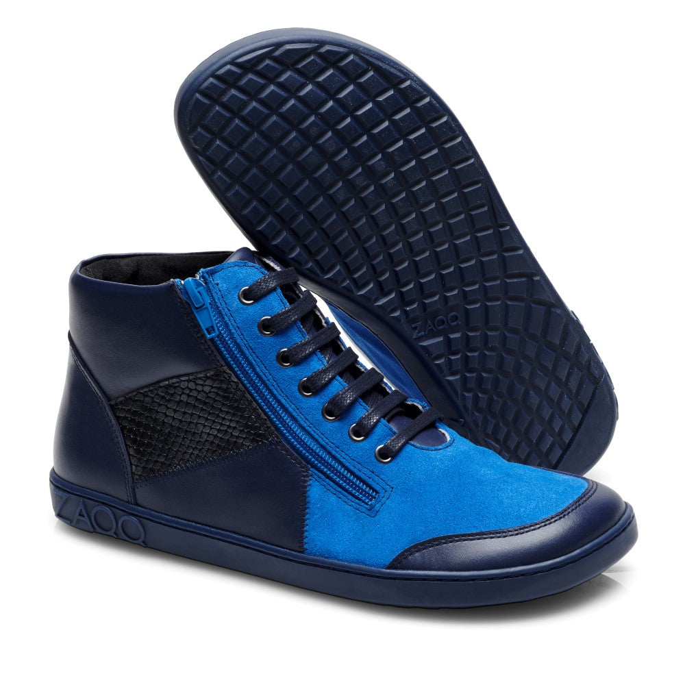 Comfortable blue sneaker boots | ZAQQ barefoot shoes