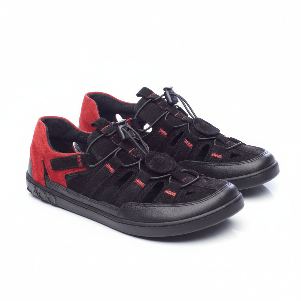 ZAQQ QERRY Black Red outdoor sandal - Barefoot Shoes