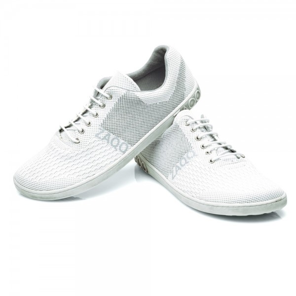 ZAQQ Barefoot Shoes: white vegan sneakers - QNIT Red | Handmade ...