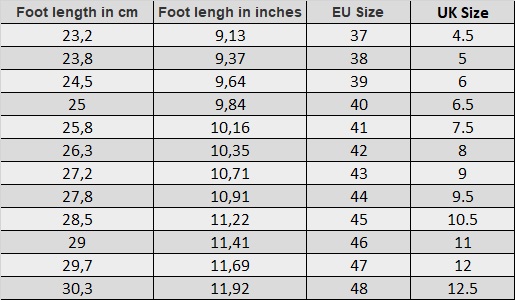 Size guide | Handmade Barefoot Shoes from Germany