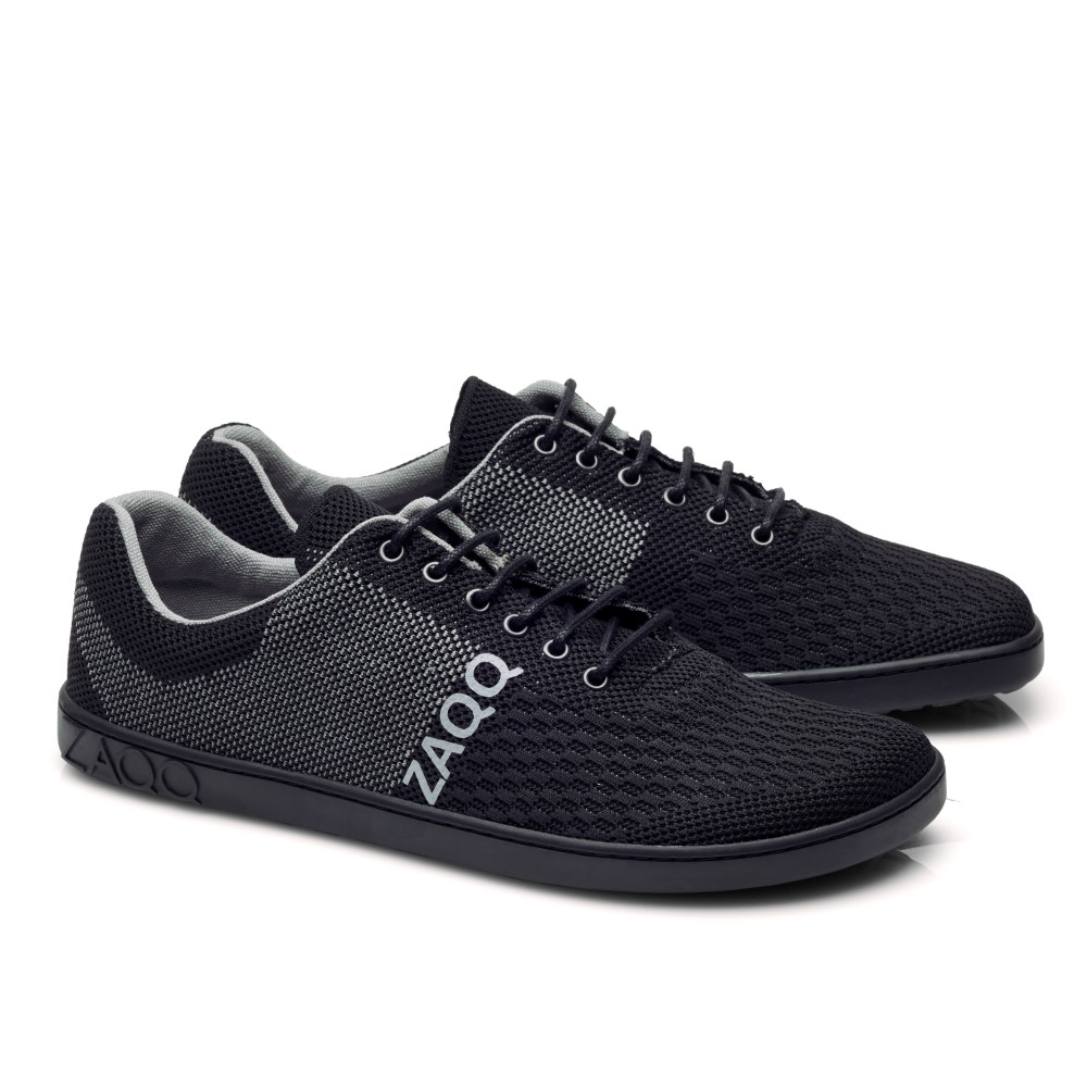 Vegan knitted shoes: QNIT Black | ZAQQ Barefoot shoes | Handmade ...